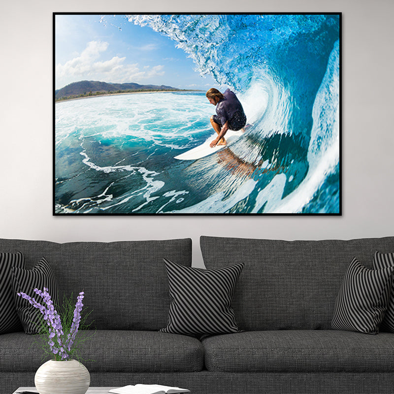 Tropix Photo Print Sea Canvas Art Blue Textured Wall Decor for Bedroom, Multiple Sizes Clearhalo 'Art Gallery' 'Canvas Art' 'Contemporary Art Gallery' 'Modern' Arts' 1762666
