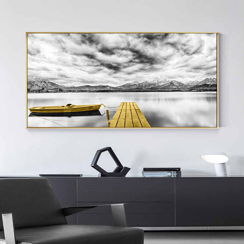 Textured Seaside Mountains Art Print Modern Style Canvas Wall Decor, Multiple Sizes Clearhalo 'Art Gallery' 'Canvas Art' 'Contemporary Art Gallery' 'Modern' Arts' 1762679