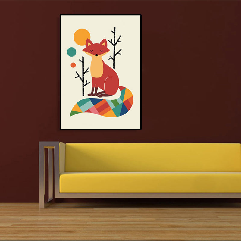 Kids Style Animal Canvas Art Pastel Color Textured Wall Decor for Childrens Bedroom Red Clearhalo 'Art Gallery' 'Canvas Art' 'Kids' Arts' 1762684