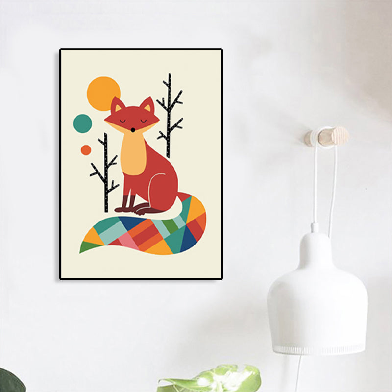 Kids Style Animal Canvas Art Pastel Color Textured Wall Decor for Childrens Bedroom Clearhalo 'Art Gallery' 'Canvas Art' 'Kids' Arts' 1762686