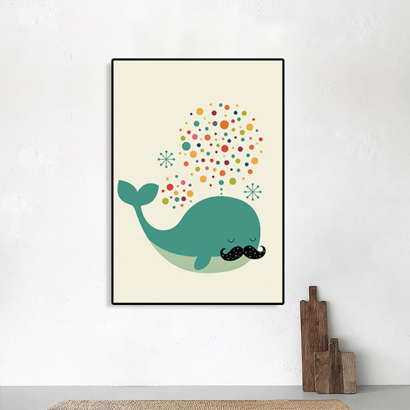 Kids Style Animal Canvas Art Pastel Color Textured Wall Decor for Childrens Bedroom Green Clearhalo 'Art Gallery' 'Canvas Art' 'Kids' Arts' 1762691