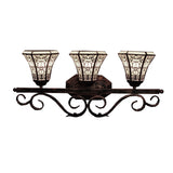 Glass Pattern Bell Sconce Light Study Room 3 Lights Tiffany Antique Wall Light in Beige Clearhalo 'Industrial' 'Middle century wall lights' 'Tiffany wall lights' 'Tiffany' 'Wall Lamps & Sconces' 'Wall Lights' Lighting' 176269