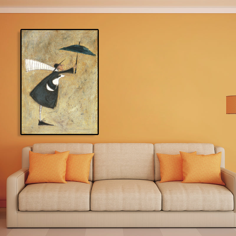 Outing Figure Painting Light Color Abstract Expressionism Wall Decor for Dining Room Brown Clearhalo 'Arts' 'Canvas Art' 1762713