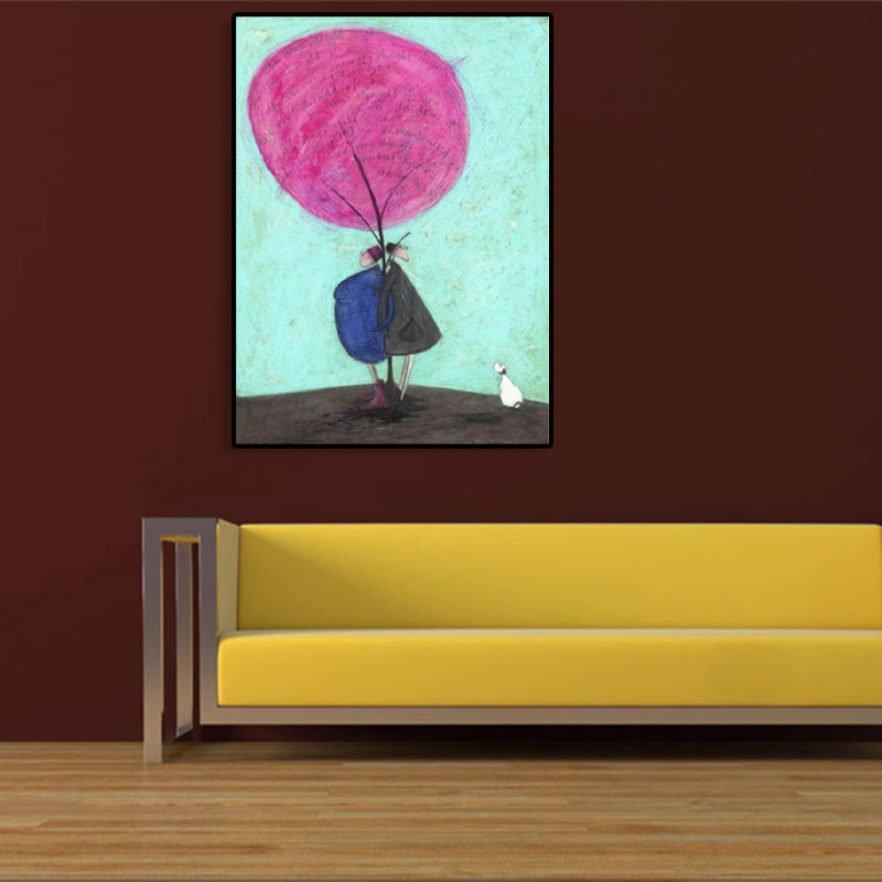Outing Figure Painting Light Color Abstract Expressionism Wall Decor for Dining Room Pink Clearhalo 'Arts' 'Canvas Art' 1762717