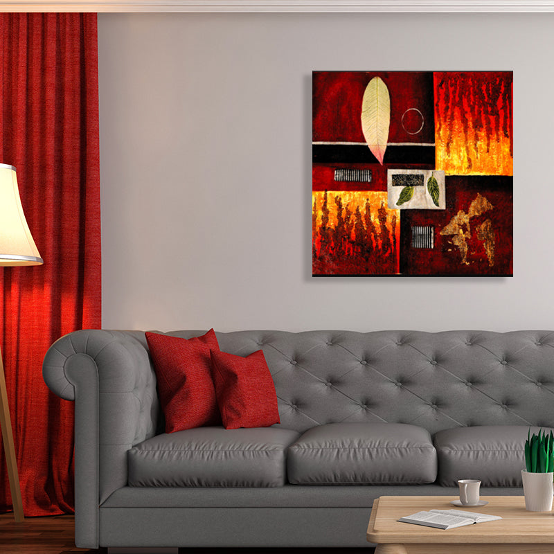 Light Color Botanical Canvas Mid-Century Modern Textured Wall Art Print for Living Room Clearhalo 'Arts' 'Canvas Art' 1762722