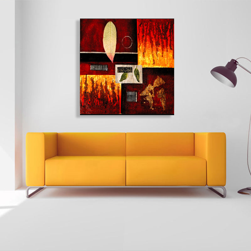 Light Color Botanical Canvas Mid-Century Modern Textured Wall Art Print for Living Room Clearhalo 'Arts' 'Canvas Art' 1762723