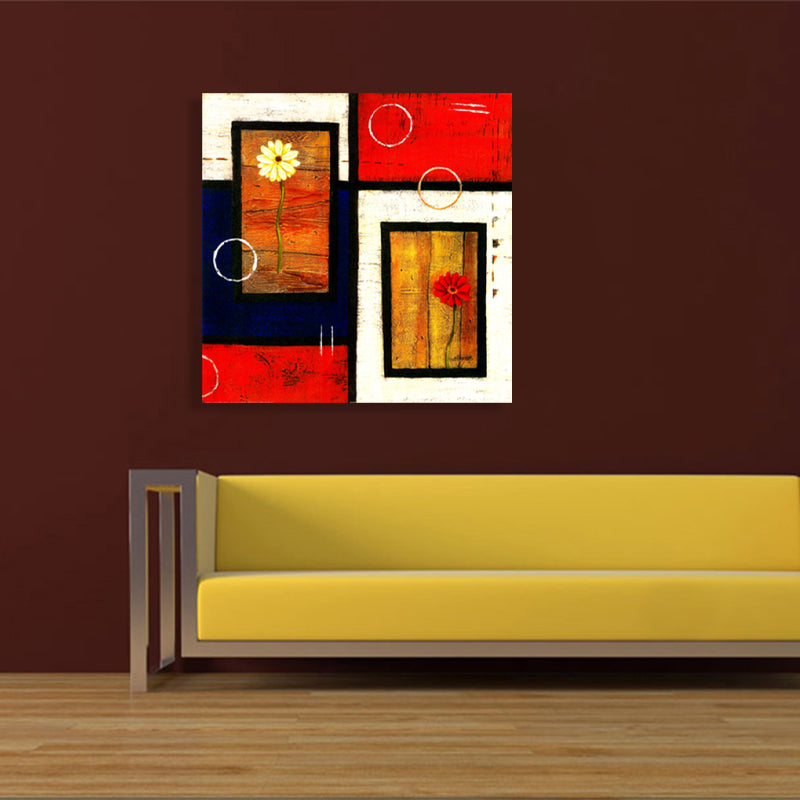 Light Color Botanical Canvas Mid-Century Modern Textured Wall Art Print for Living Room Clearhalo 'Arts' 'Canvas Art' 1762730