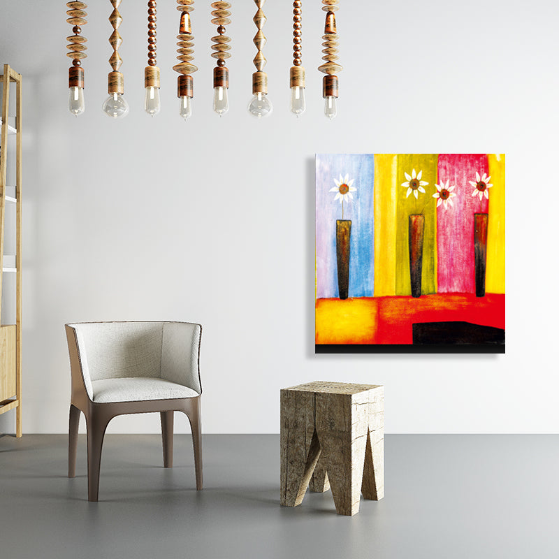 Light Color Botanical Canvas Mid-Century Modern Textured Wall Art Print for Living Room Clearhalo 'Arts' 'Canvas Art' 1762734