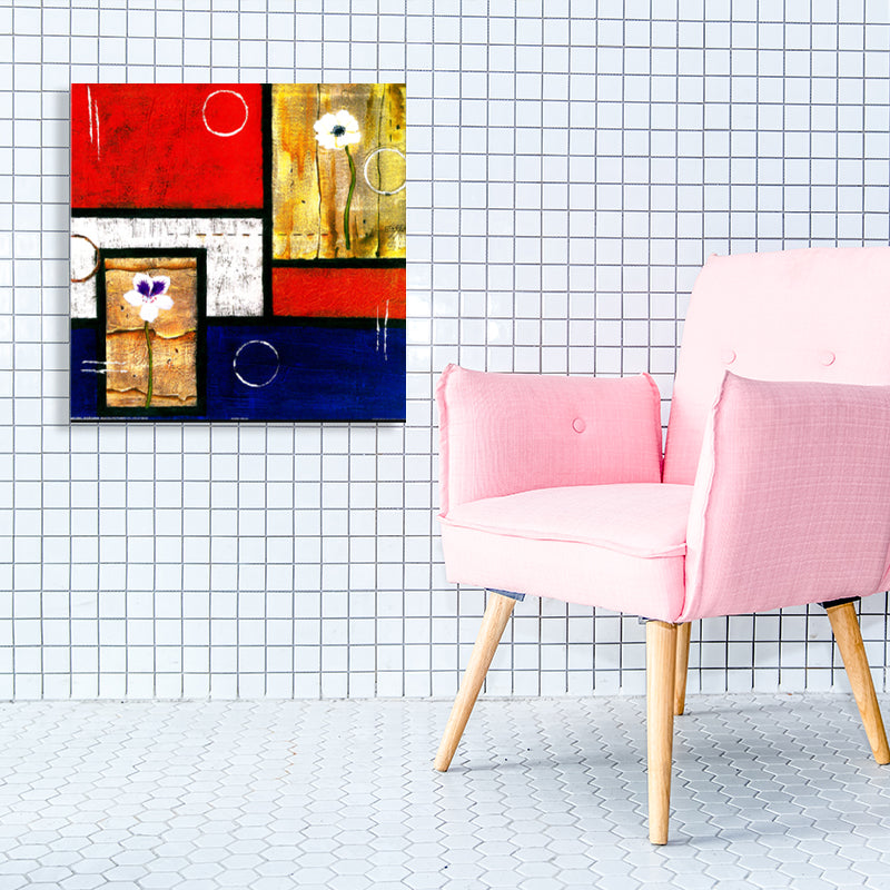 Light Color Botanical Canvas Mid-Century Modern Textured Wall Art Print for Living Room Dark Blue Clearhalo 'Arts' 'Canvas Art' 1762736