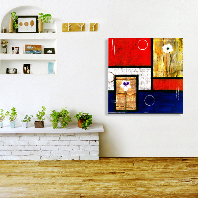 Light Color Botanical Canvas Mid-Century Modern Textured Wall Art Print for Living Room Clearhalo 'Arts' 'Canvas Art' 1762738