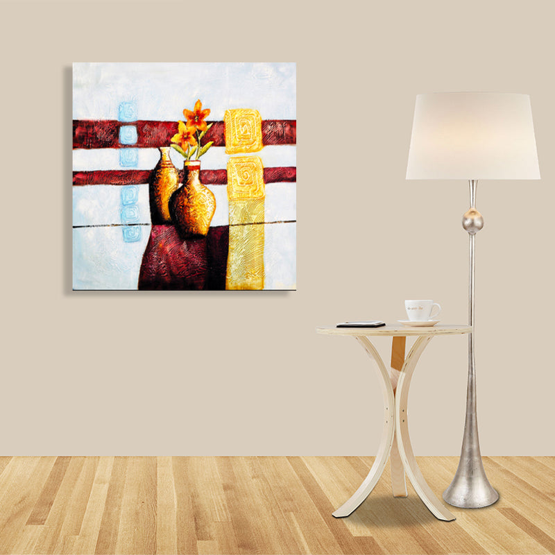 Light Color Botanical Canvas Mid-Century Modern Textured Wall Art Print for Living Room Clearhalo 'Arts' 'Canvas Art' 1762741