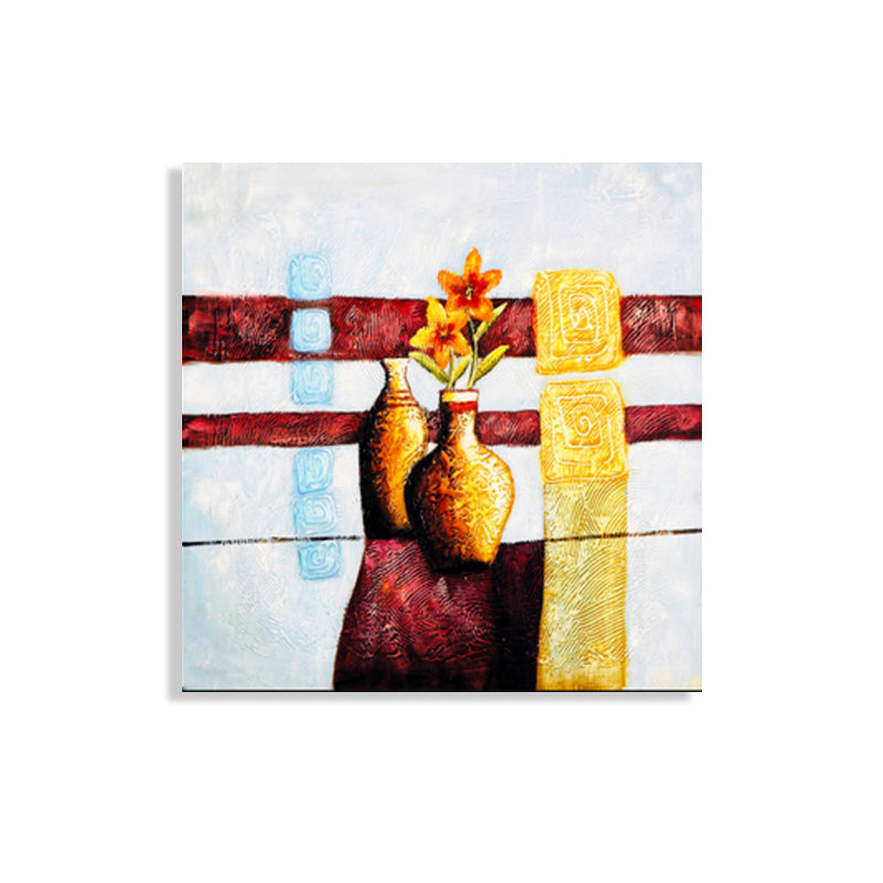 Light Color Botanical Canvas Mid-Century Modern Textured Wall Art Print for Living Room Clearhalo 'Arts' 'Canvas Art' 1762743