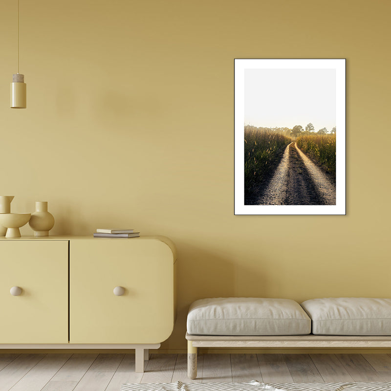 Soft Color Road Landscape Painting Textured Art Print for Bedroom, Multiple Sizes Clearhalo 'Art Gallery' 'Canvas Art' 'Contemporary Art Gallery' 'Modern' Arts' 1762745