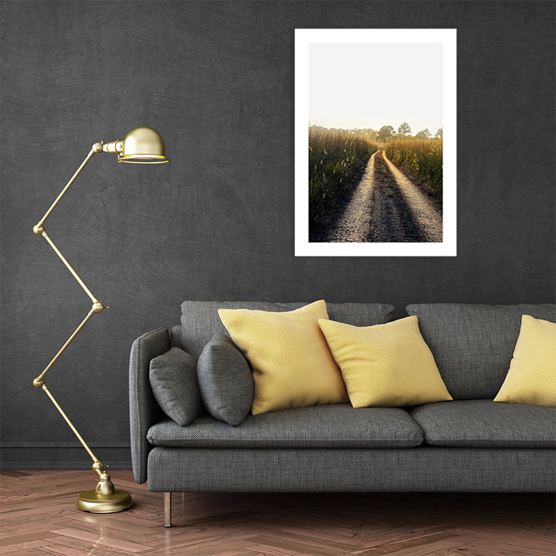 Soft Color Road Landscape Painting Textured Art Print for Bedroom, Multiple Sizes Clearhalo 'Art Gallery' 'Canvas Art' 'Contemporary Art Gallery' 'Modern' Arts' 1762746