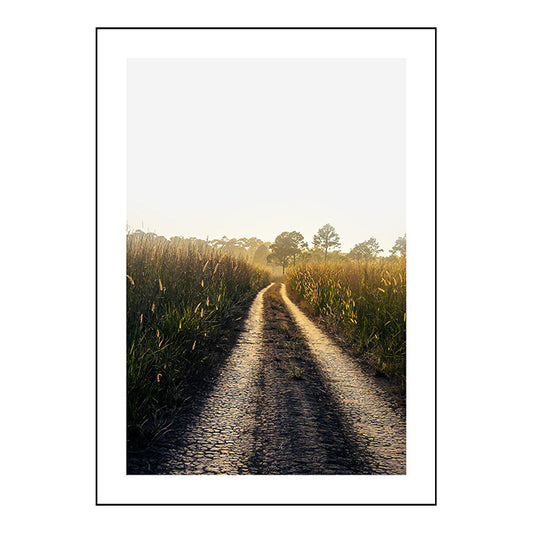 Soft Color Road Landscape Painting Textured Art Print for Bedroom, Multiple Sizes Clearhalo 'Art Gallery' 'Canvas Art' 'Contemporary Art Gallery' 'Modern' Arts' 1762747