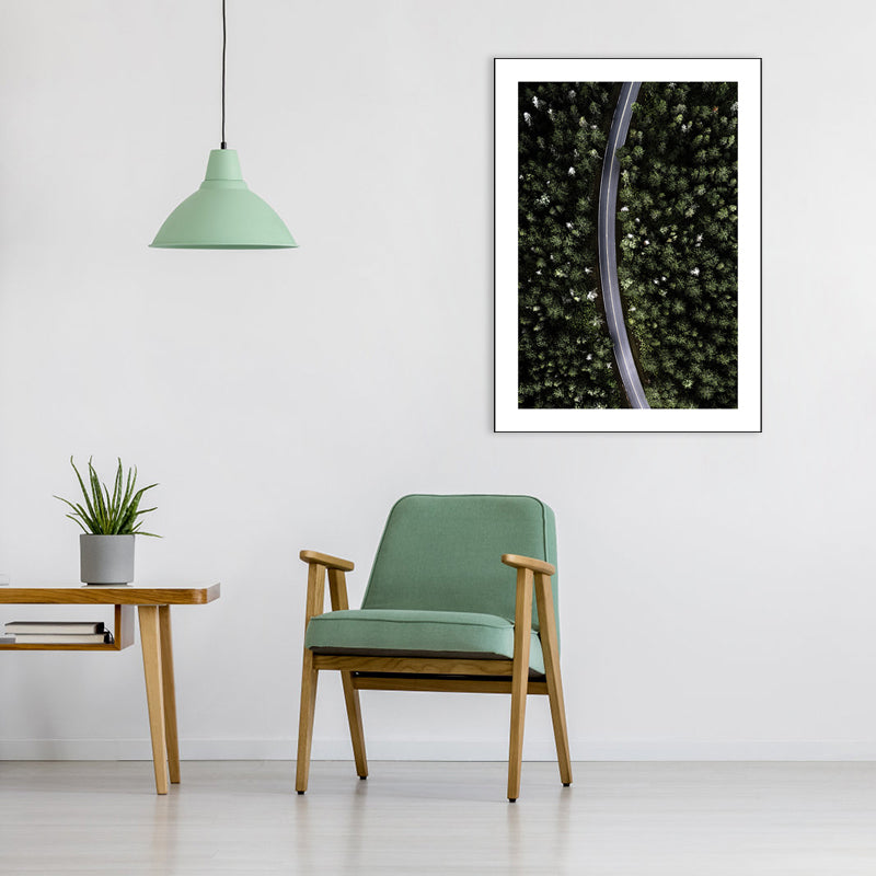 Soft Color Road Landscape Painting Textured Art Print for Bedroom, Multiple Sizes Green Clearhalo 'Art Gallery' 'Canvas Art' 'Contemporary Art Gallery' 'Modern' Arts' 1762750