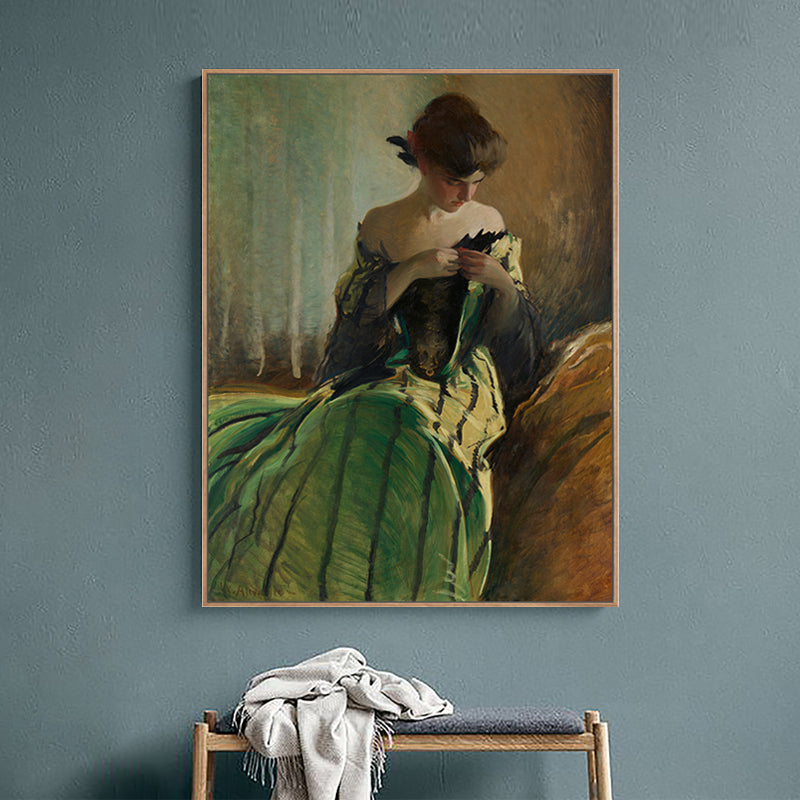 Impressionism Style Wall Art Print Soft Color Elegant Maiden Painting, Multiple Sizes Green Clearhalo 'Arts' 'Canvas Art' 1762761