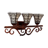 Black/Green/Blue Glass Pattern Bell Sconce Lamp 3 Bulbs Tiffany Antique Wall Light for Living Room Clearhalo 'Industrial' 'Middle century wall lights' 'Tiffany wall lights' 'Tiffany' 'Wall Lamps & Sconces' 'Wall Lights' Lighting' 176278