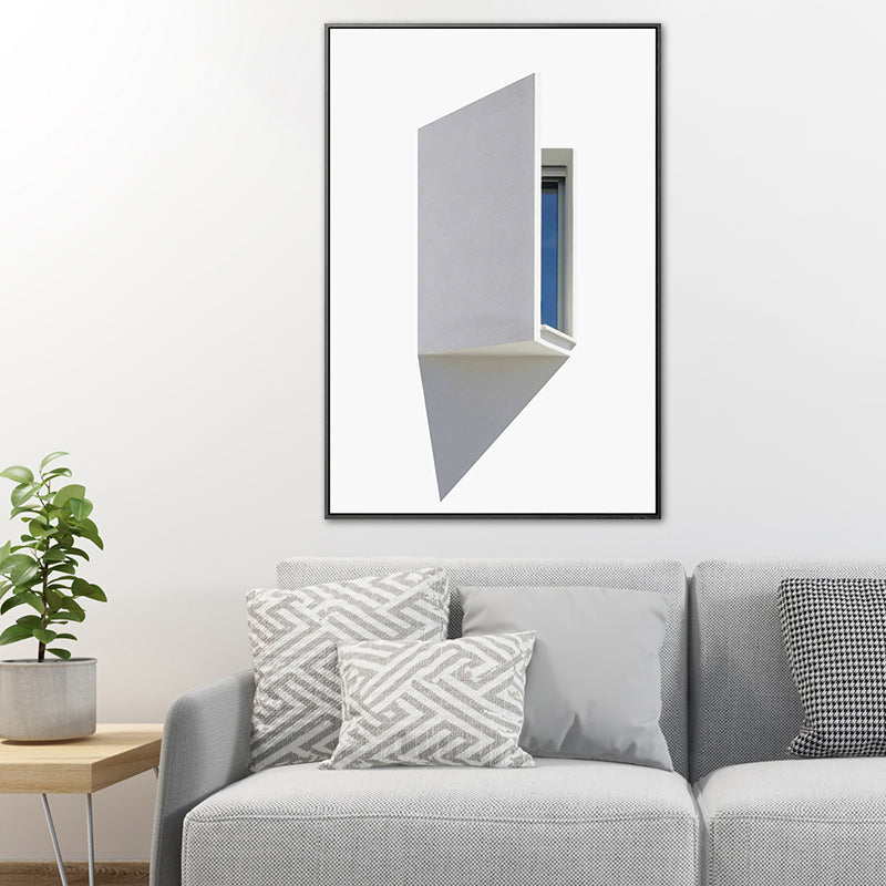 Contemporary Window Wall Art Print Pastel Color Textured Painting for Living Room White Clearhalo 'Art Gallery' 'Canvas Art' 'Contemporary Art Gallery' 'Modern' Arts' 1762795