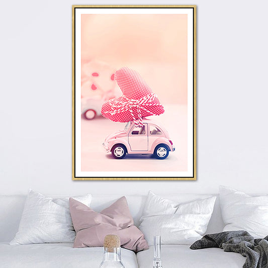 Pink Contemporary Toy Minicar Painting for Boys Bedroom, Multiple Sizes Available Pink Clearhalo 'Art Gallery' 'Canvas Art' 'Contemporary Art Gallery' 'Modern' Arts' 1762799