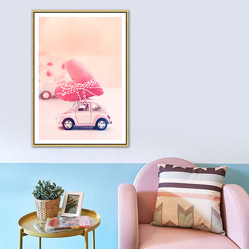 Pink Contemporary Toy Minicar Painting for Boys Bedroom, Multiple Sizes Available Clearhalo 'Art Gallery' 'Canvas Art' 'Contemporary Art Gallery' 'Modern' Arts' 1762800