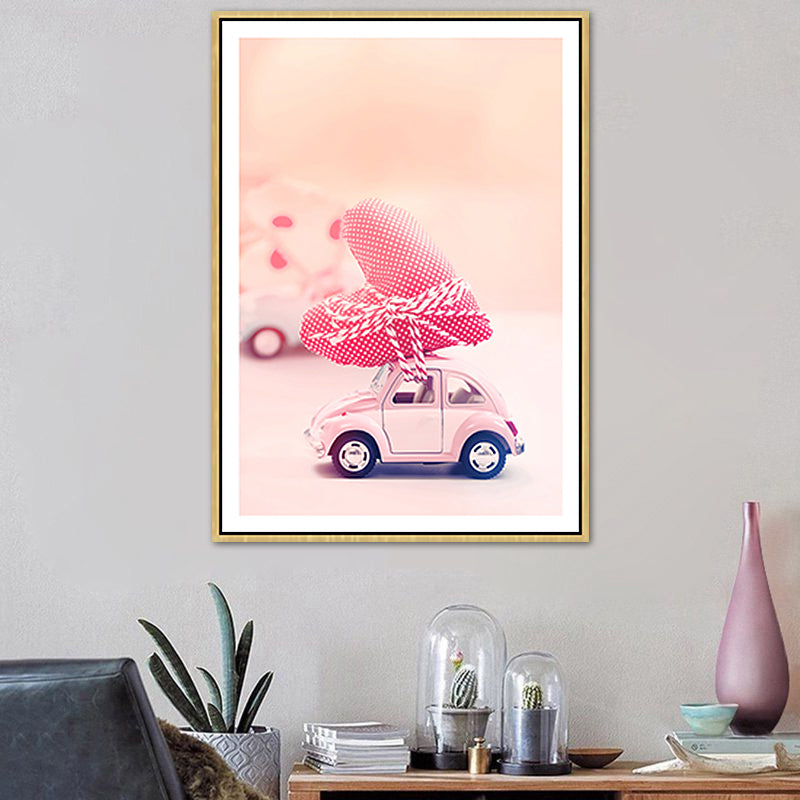 Pink Contemporary Toy Minicar Painting for Boys Bedroom, Multiple Sizes Available Clearhalo 'Art Gallery' 'Canvas Art' 'Contemporary Art Gallery' 'Modern' Arts' 1762801