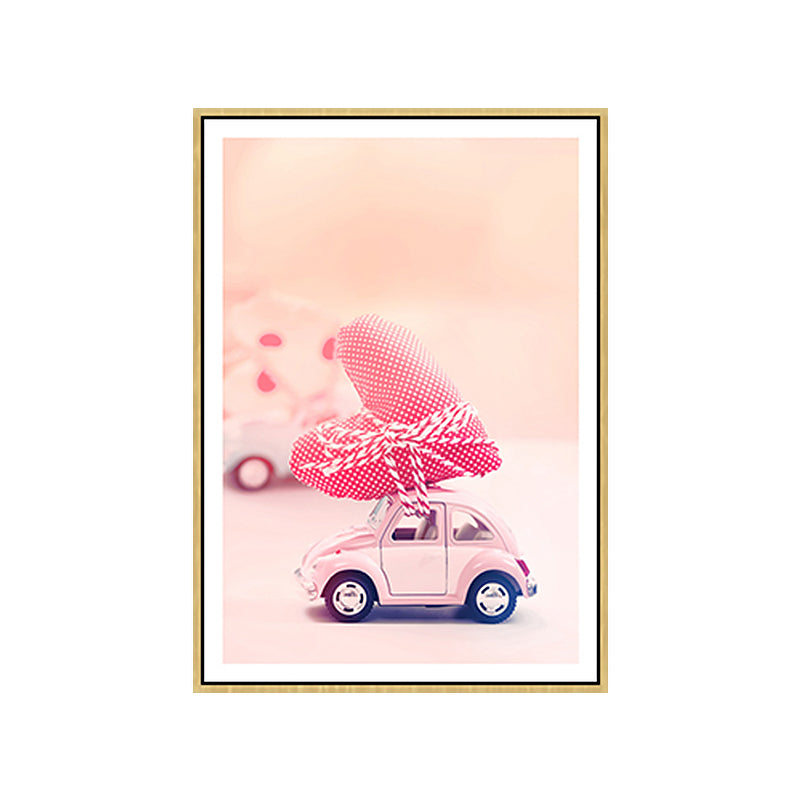 Pink Contemporary Toy Minicar Painting for Boys Bedroom, Multiple Sizes Available Clearhalo 'Art Gallery' 'Canvas Art' 'Contemporary Art Gallery' 'Modern' Arts' 1762802