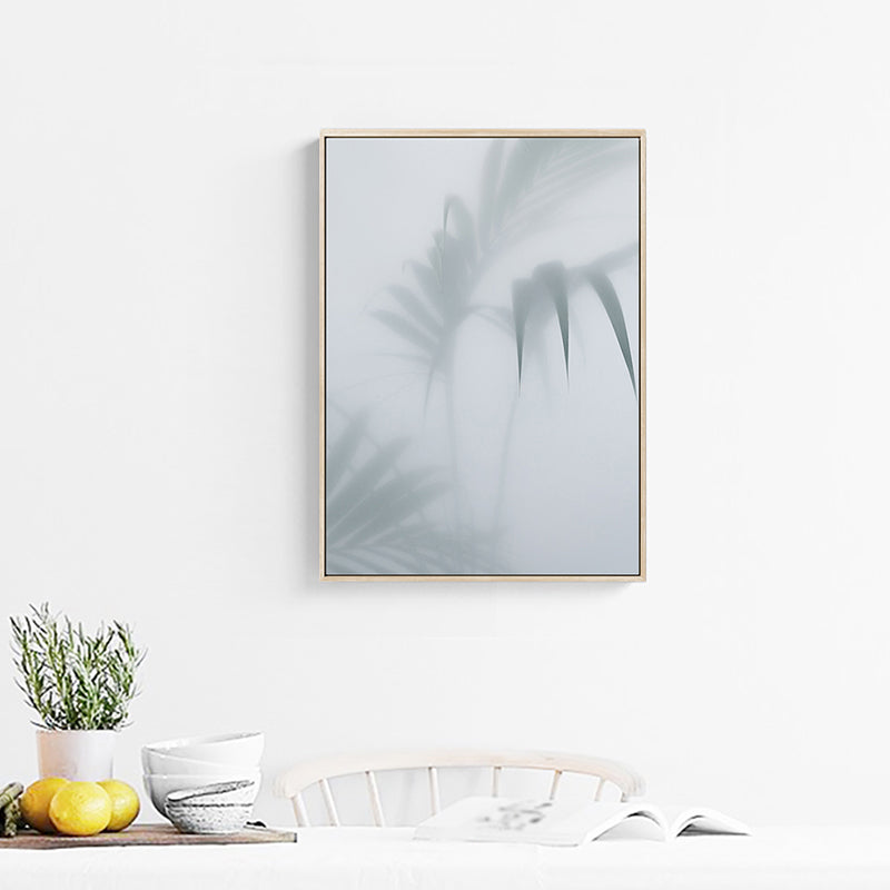 White Frosted Palm Leaf Canvas Print Botanic Nordic Textured Wall Art for Sitting Room White Clearhalo 'Arts' 'Canvas Art' 1762806