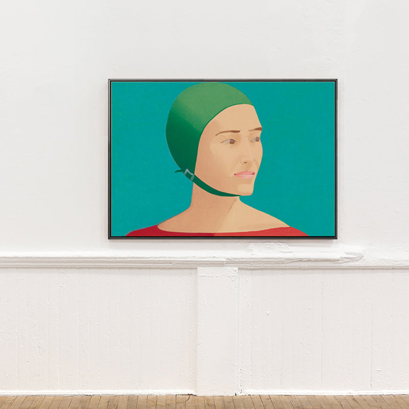 Woman with Helmet Wall Decor Textured Pop Art House Interior Canvas Print in Green Green Clearhalo 'Arts' 'Canvas Art' 1762815