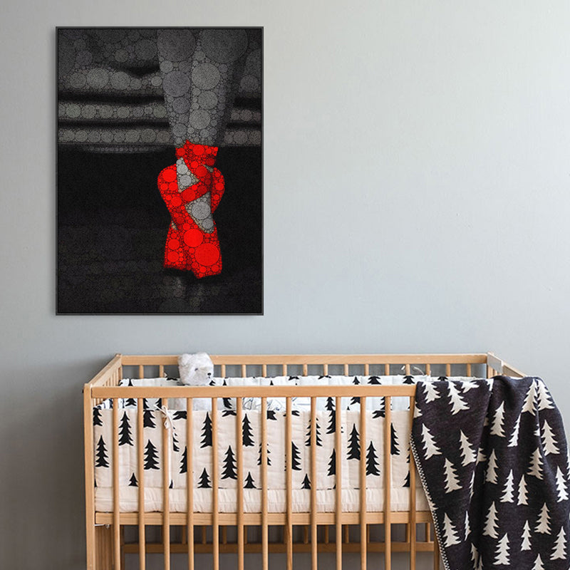 Textured Dancing Scene Painting Canvas Contemporary Wall Decor for Girls Bedroom Red Clearhalo 'Art Gallery' 'Canvas Art' 'Contemporary Art Gallery' 'Modern' Arts' 1762838
