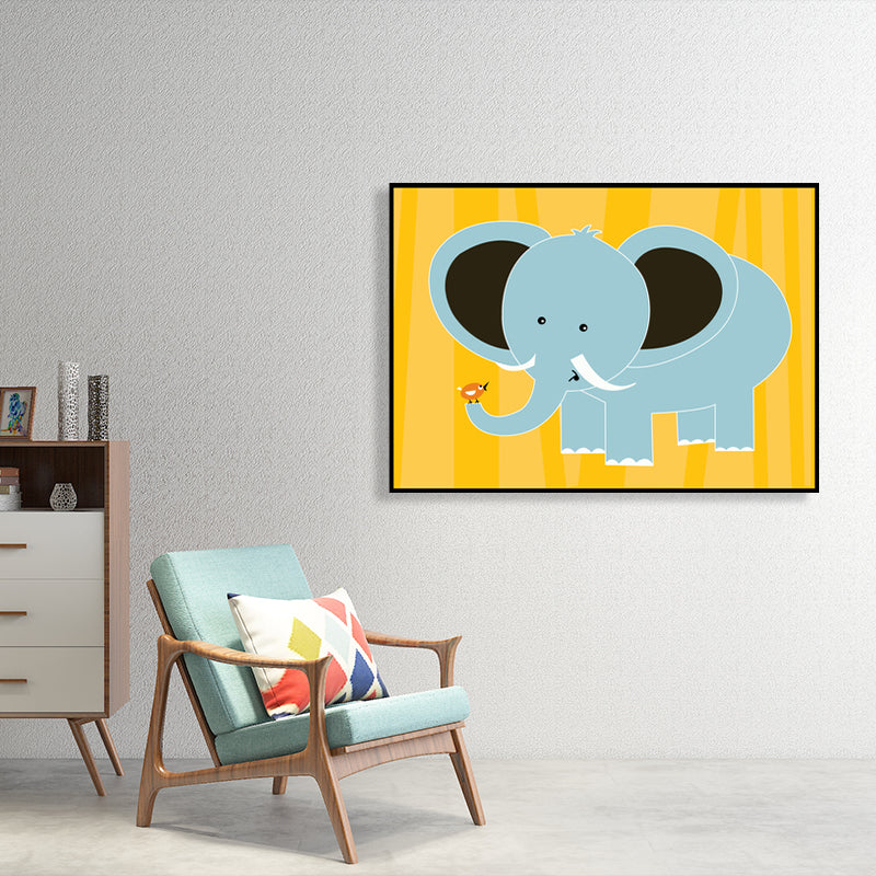 Animal Wall Art Decor Pastel Color Cartoon Canvas Print for Baby Room, Multiple Sizes Blue Clearhalo 'Art Gallery' 'Canvas Art' 'Kids' Arts' 1762842