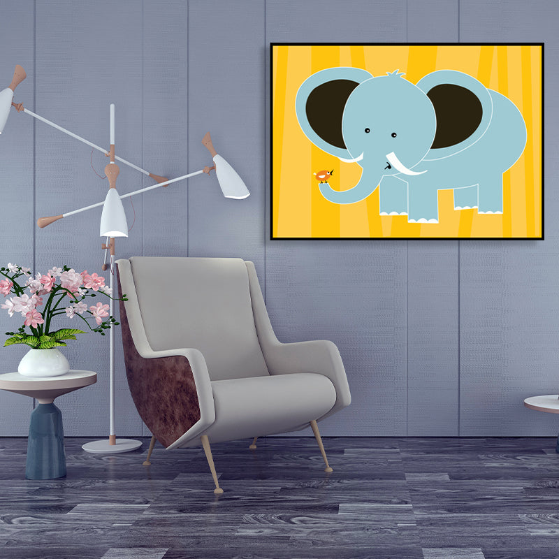 Animal Wall Art Decor Pastel Color Cartoon Canvas Print for Baby Room, Multiple Sizes Clearhalo 'Art Gallery' 'Canvas Art' 'Kids' Arts' 1762843