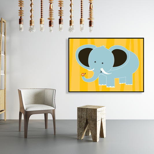 Animal Wall Art Decor Pastel Color Cartoon Canvas Print for Baby Room, Multiple Sizes Clearhalo 'Art Gallery' 'Canvas Art' 'Kids' Arts' 1762844