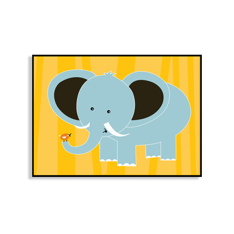 Animal Wall Art Decor Pastel Color Cartoon Canvas Print for Baby Room, Multiple Sizes Clearhalo 'Art Gallery' 'Canvas Art' 'Kids' Arts' 1762845