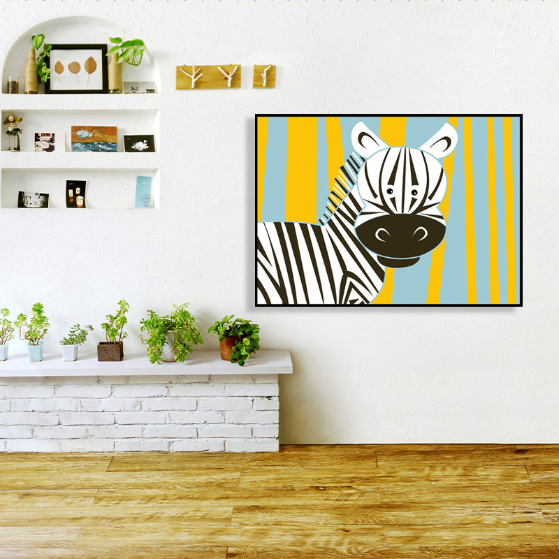 Animal Wall Art Decor Pastel Color Cartoon Canvas Print for Baby Room, Multiple Sizes Clearhalo 'Art Gallery' 'Canvas Art' 'Kids' Arts' 1762850