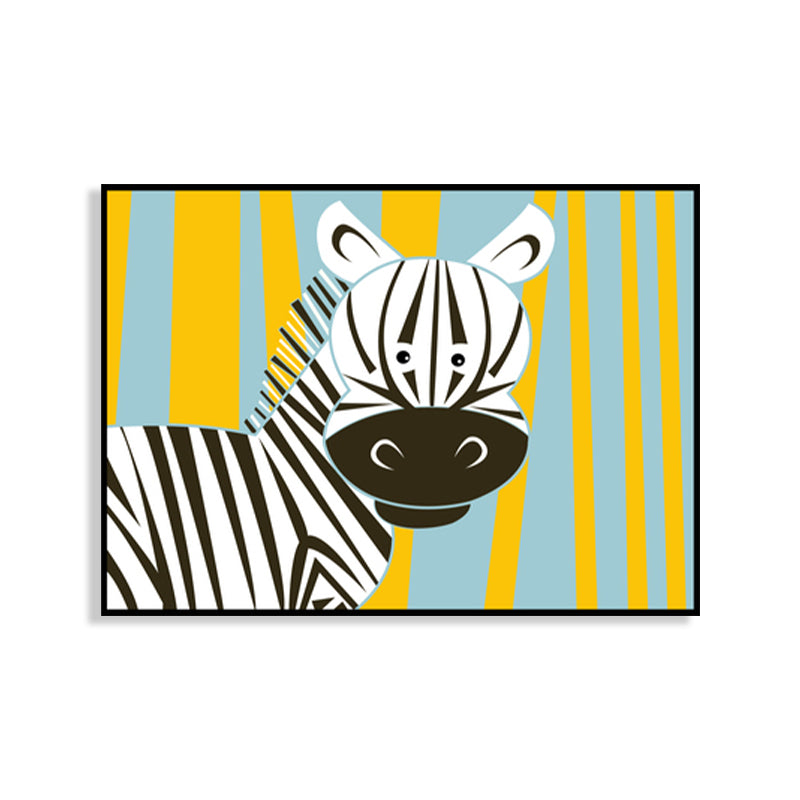 Animal Wall Art Decor Pastel Color Cartoon Canvas Print for Baby Room, Multiple Sizes Clearhalo 'Art Gallery' 'Canvas Art' 'Kids' Arts' 1762852