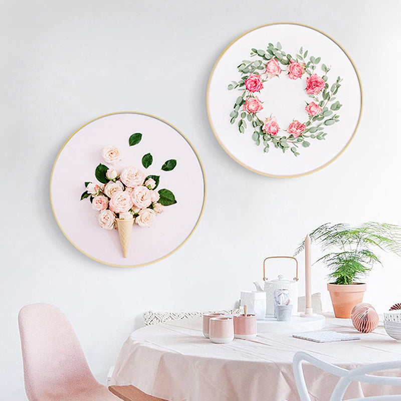 Floral Print Photography Painting Nordic Style Canvas Wall Decor, Multiple Sizes Light Pink Clearhalo 'Arts' 'Canvas Art' 1762860