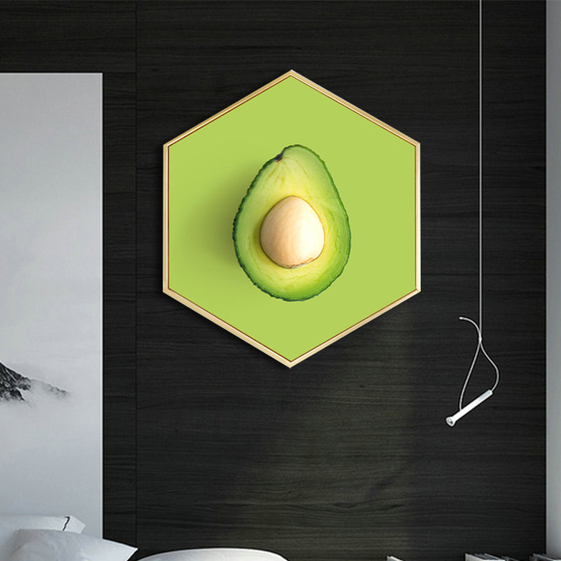 Scandinavian Style Tasty Fruits Canvas Light Color Textured Art Print for Dining Room Green Clearhalo 'Arts' 'Canvas Art' 1762895