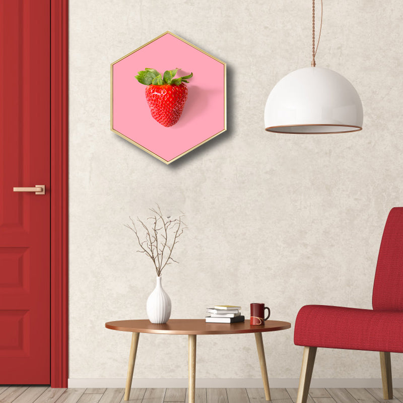 Scandinavian Style Tasty Fruits Canvas Light Color Textured Art Print for Dining Room Pink Clearhalo 'Arts' 'Canvas Art' 1762907