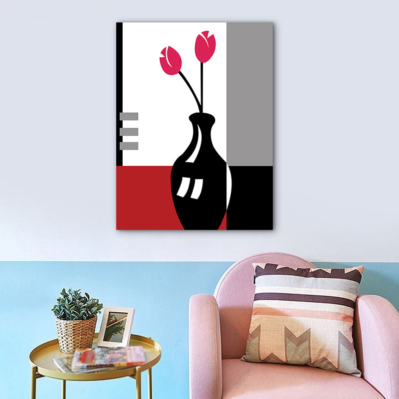 Flower Arrangement Wall Art Decor Pastel Color Canvas Painting, Textured, Multiple Sizes Clearhalo 'Arts' 'Canvas Art' 1762931