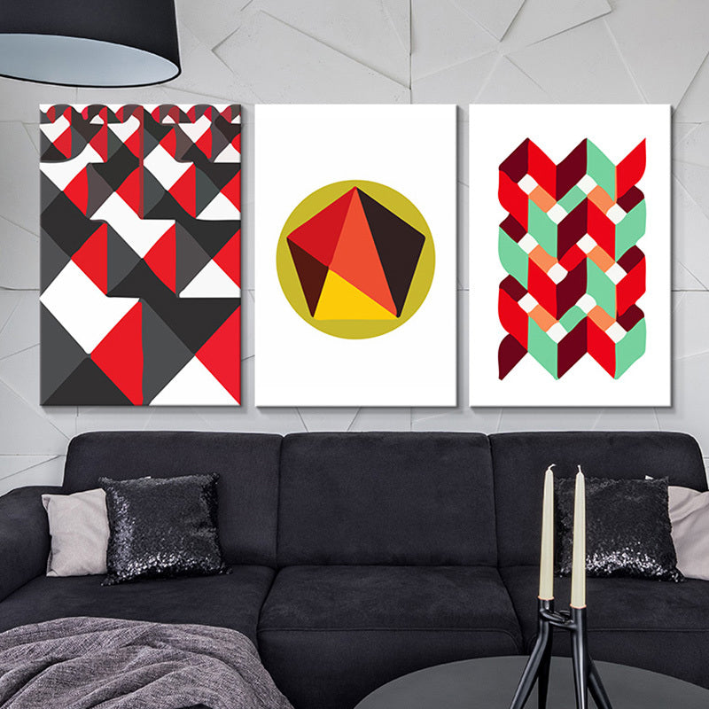Geometric Wall Art Modernism Textured Living Room Canvas in Multi-Color, Set of 3 Black Clearhalo 'Art Gallery' 'Canvas Art' 'Contemporary Art Gallery' 'Modern' Arts' 1762934