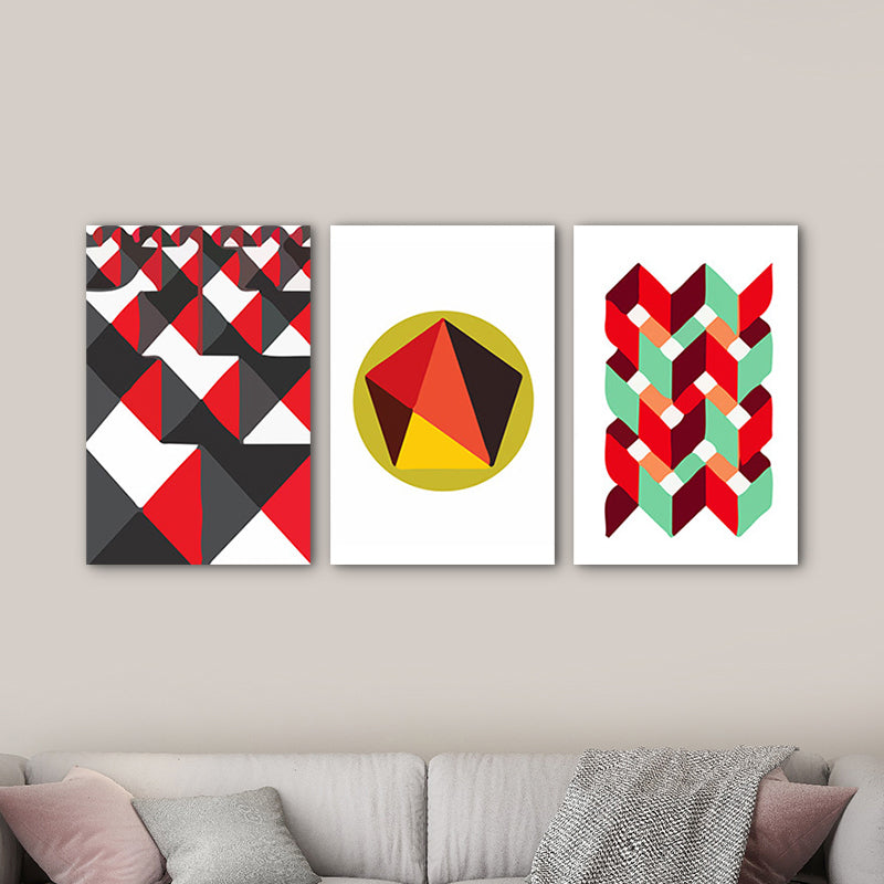 Geometric Wall Art Modernism Textured Living Room Canvas in Multi-Color, Set of 3 Clearhalo 'Art Gallery' 'Canvas Art' 'Contemporary Art Gallery' 'Modern' Arts' 1762935
