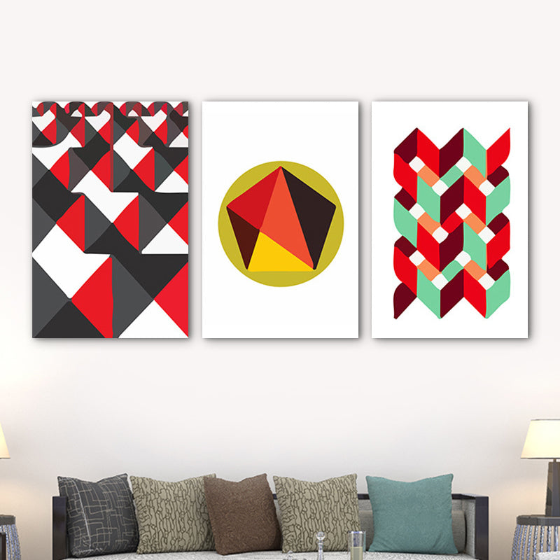 Geometric Wall Art Modernism Textured Living Room Canvas in Multi-Color, Set of 3 Clearhalo 'Art Gallery' 'Canvas Art' 'Contemporary Art Gallery' 'Modern' Arts' 1762936