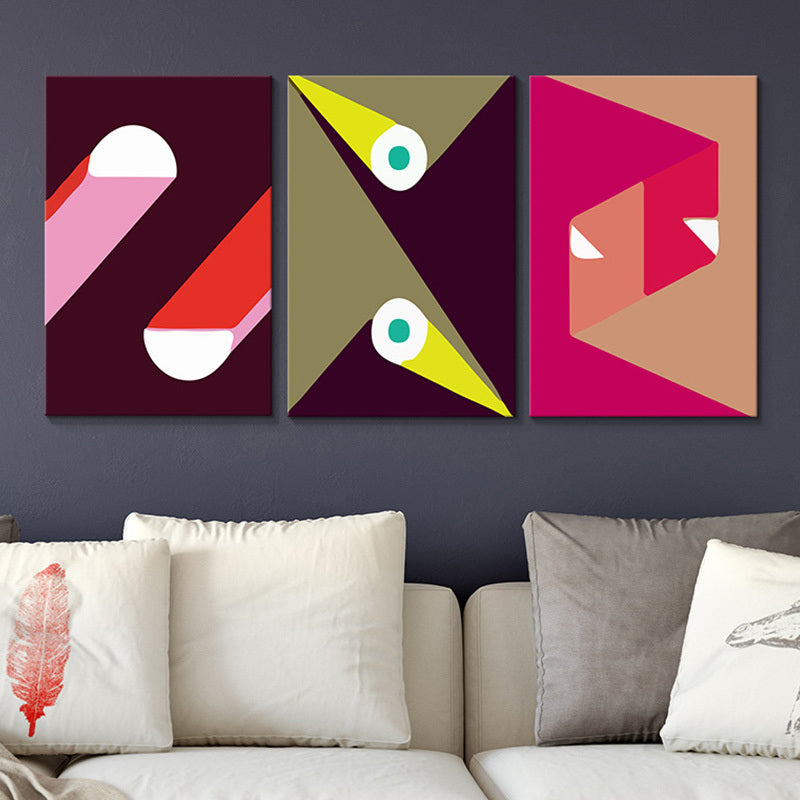 Geometric Wall Art Modernism Textured Living Room Canvas in Multi-Color, Set of 3 Red Clearhalo 'Art Gallery' 'Canvas Art' 'Contemporary Art Gallery' 'Modern' Arts' 1762941