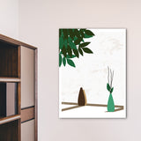 Flower Vase and Shadow Canvas Wall Art for House Interior, Green, Multiple Sizes Clearhalo 'Arts' 'Canvas Art' 1762947