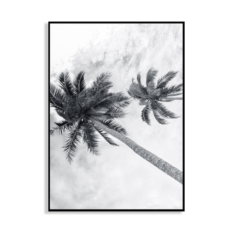 Photography Modern Canvas Art with Coconut Trees and Sky View in Black for Corridor Clearhalo 'Art Gallery' 'Canvas Art' 'Contemporary Art Gallery' 'Modern' Arts' 1762962