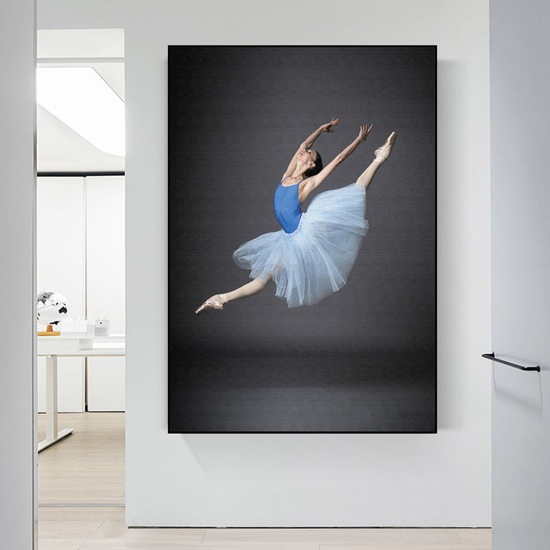 Photographic Ballet Canvas Print Glam Textured Wall Art Decor in Blue for Living Room Blue Clearhalo 'Arts' 'Canvas Art' 1762973