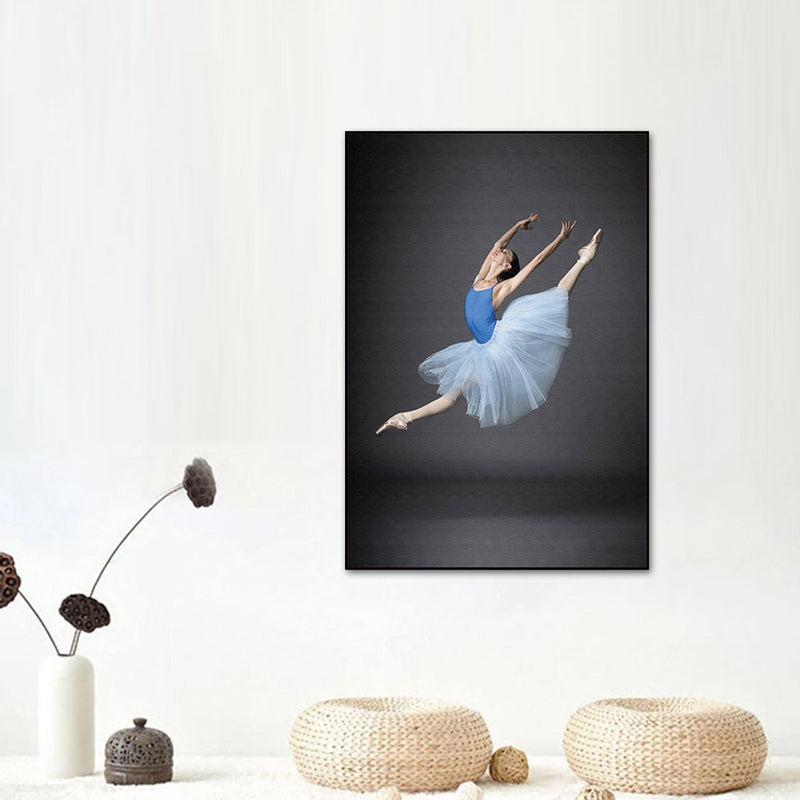 Photographic Ballet Canvas Print Glam Textured Wall Art Decor in Blue for Living Room Clearhalo 'Arts' 'Canvas Art' 1762974