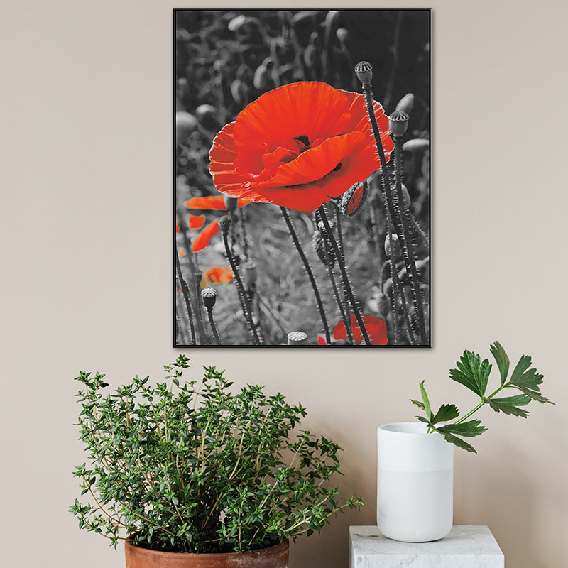 Modern Style Botanical Scene Canvas Soft Color Textured Wall Art Print for Living Room Black Clearhalo 'Art Gallery' 'Canvas Art' 'Contemporary Art Gallery' 'Modern' Arts' 1762980