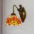 Flower Wall Mounted Light Tiffany Beige Glass 1 Head Brass Mermaid Sconce Light Fixture for Hallway Beige Clearhalo 'Industrial' 'Middle century wall lights' 'Tiffany wall lights' 'Tiffany' 'Wall Lamps & Sconces' 'Wall Lights' Lighting' 176299